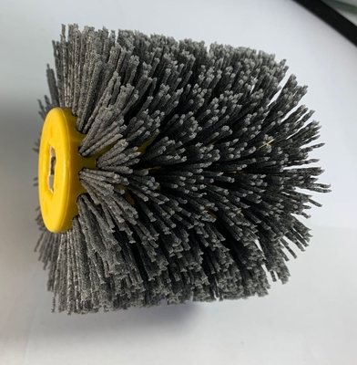 Abrasive Wire Drawing Wheel Drum Burnishing Polishing Brush For Wooden Furniture Floor Polishing 120X100mm 60 Grit Black